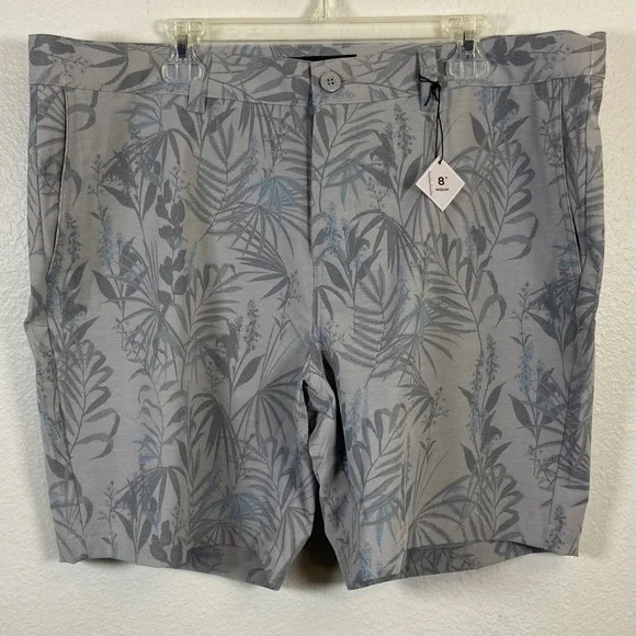 Travis Mathew Coastal Canyon Heather Light Grey Floral Shorts Mens Size 34 Chino - Picture 7 of 8